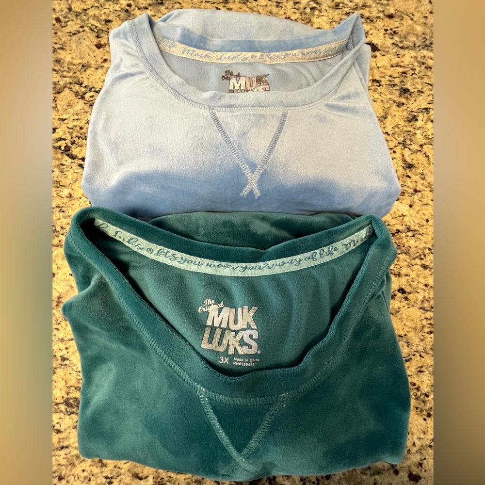 Women’s 3x Muk Luks velvet pajama tops (set of 2)